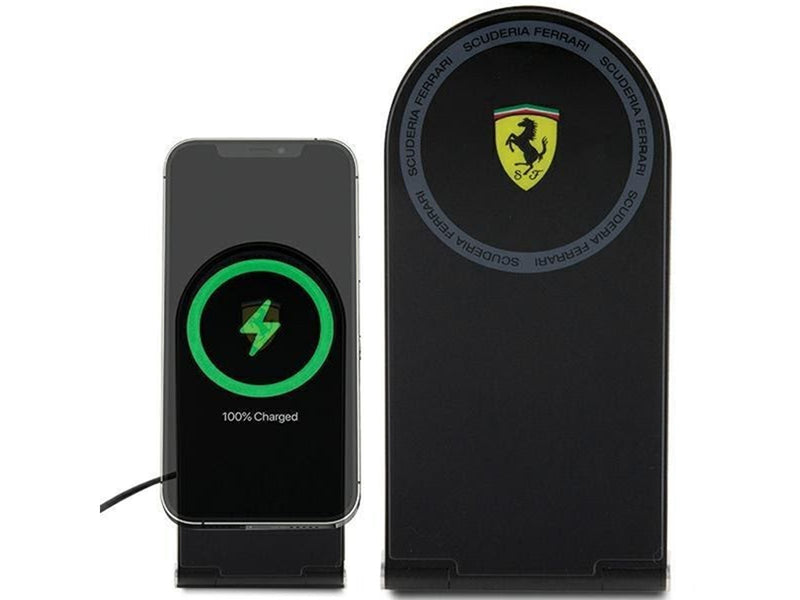 Ferrari Printed Logo MagSafe Foldable 2-in-1 Wireless Charger 15W - Black