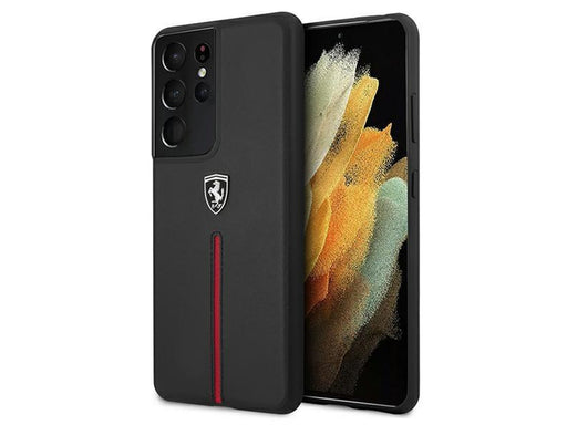 Ferrari Samsung Galaxy S21 Ultra Leather Nylon Stripe - Black