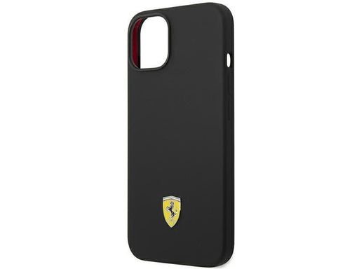 Ferrari Silicone Metal Logo Case for iPhone 14 - Black