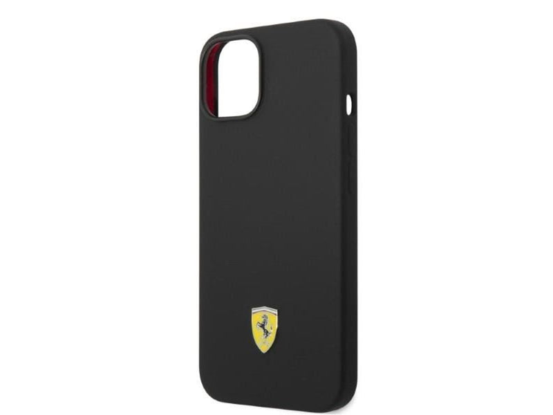 Ferrari Silicone Metal Logo Magsafe Case for iPhone 14 - Black