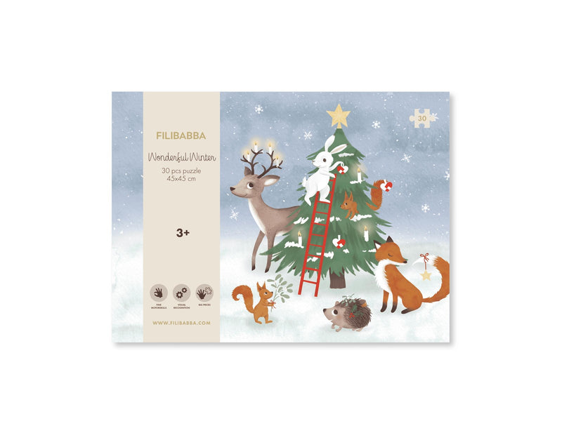 Filibabba Puzzle mit 30 Teilen (45x45 cm) - Wonderful Winter - Waldfreunde