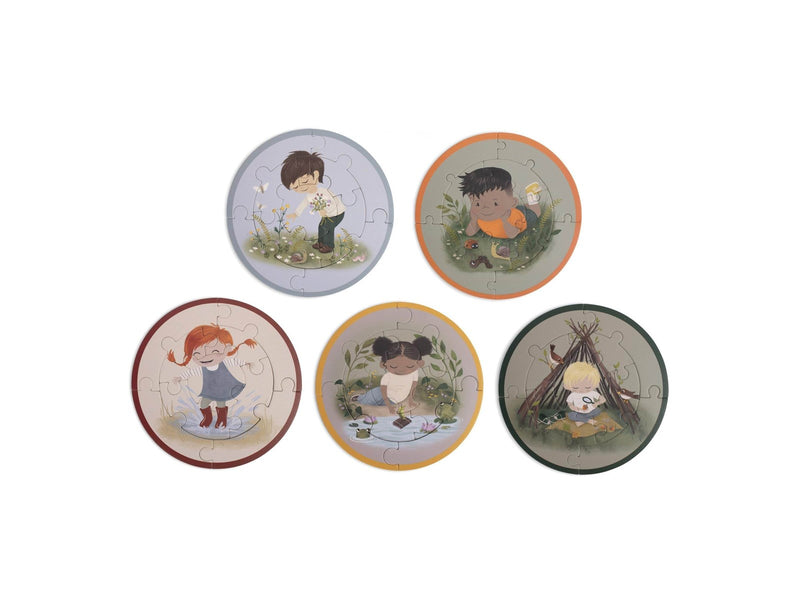 Filibabba Set mit 5 runden Puzzles - Forest friends