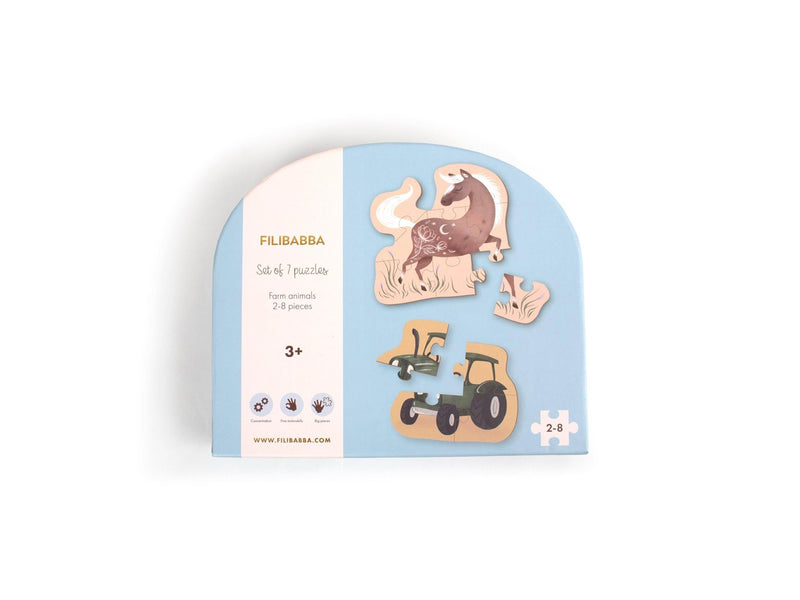Filibabba Set mit 7 Puzzles - Bauernhoftiere