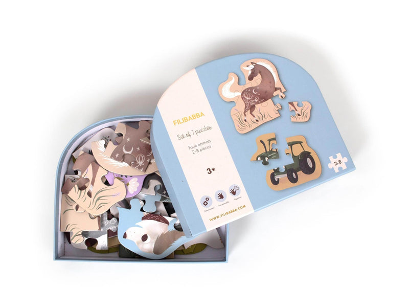 Filibabba Set mit 7 Puzzles - Bauernhoftiere