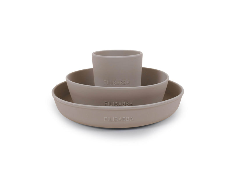 Filibabba Silicone dinner set - Warm Grey