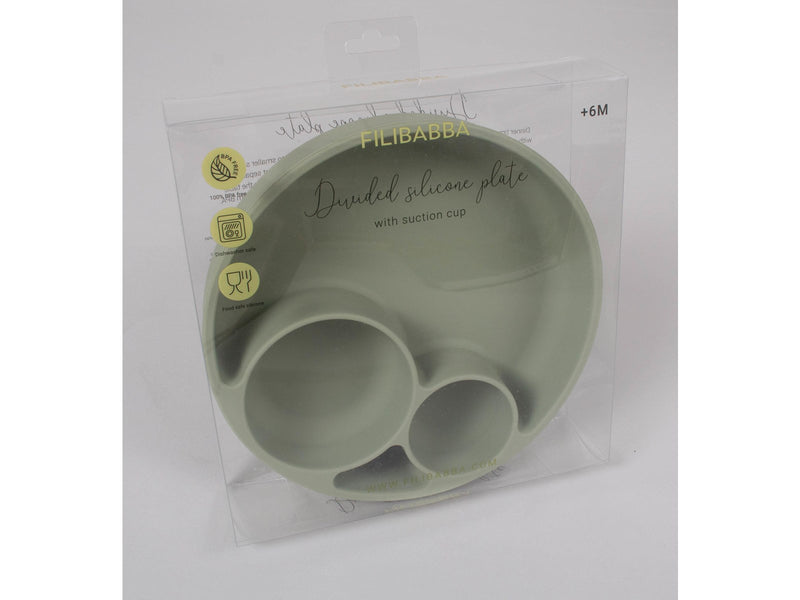 Filibabba Silicone divided plate - Green