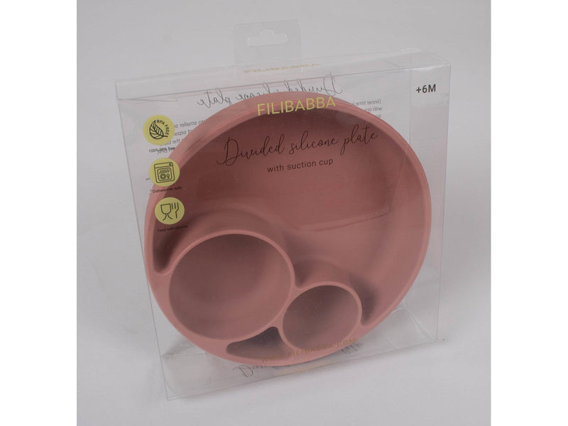 Filibabba Silicone divided plate - Rose