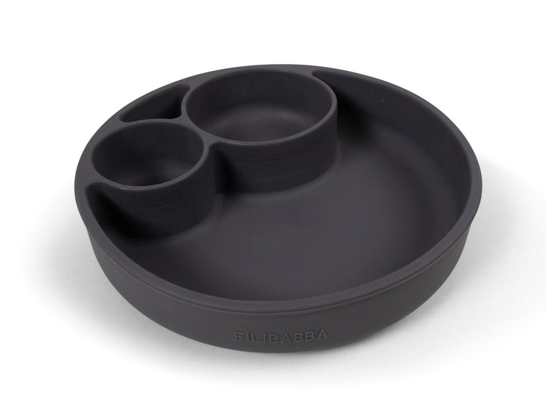 Filibabba Silicone divided plate - Stone Grey
