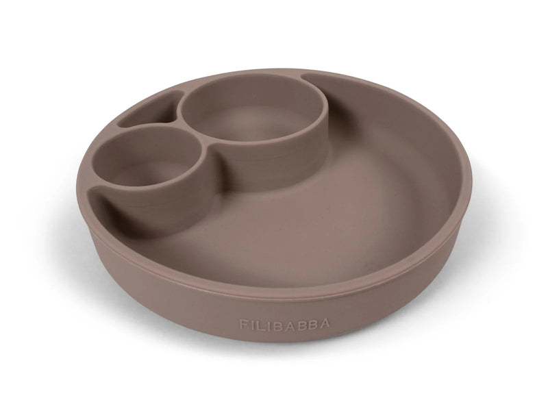 Filibabba Silicone divided plate - Warm Grey