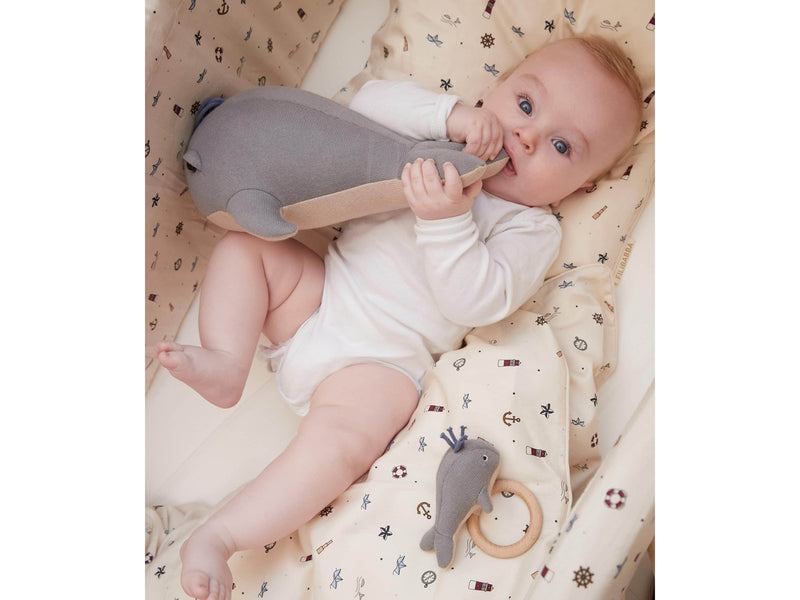 Filibabba Teddy 30 cm - Willie the whale Grey
