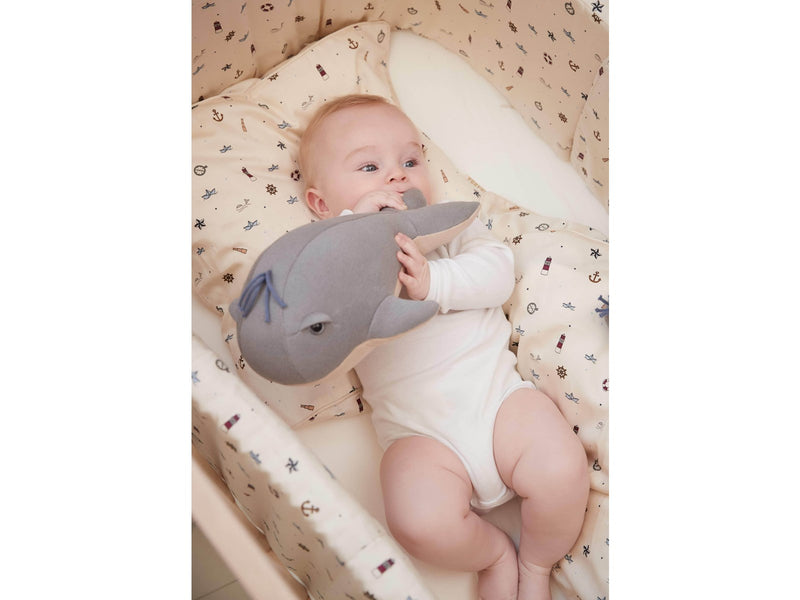 Filibabba Teddy 30 cm - Willie the whale Grey