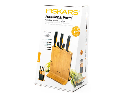 Fiskars Functional Form Bamboo knife block 5 knives