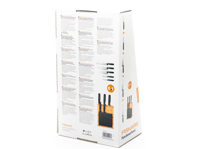 Fiskars Functional Form Bamboo knife block 5 knives