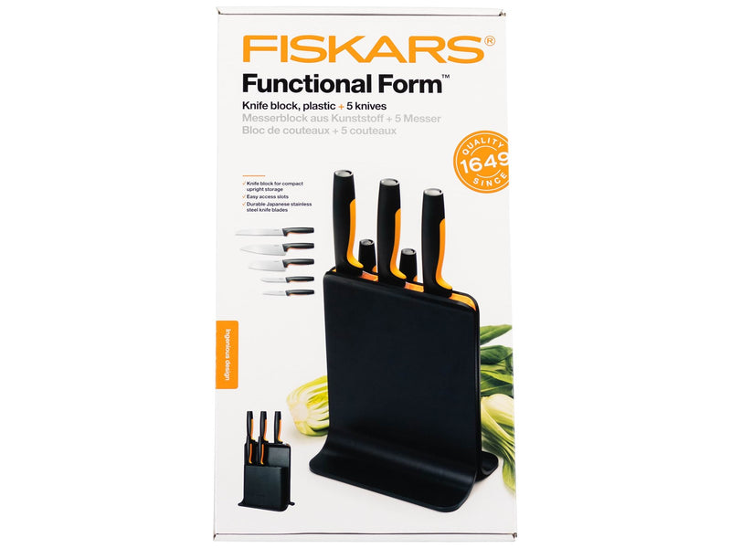 Fiskars Functional Form Plastic knife block 5 knives