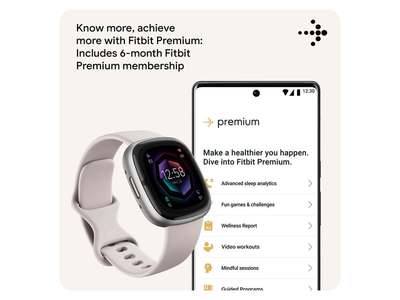 Fitbit Sense 2 Lunar White/Platinum