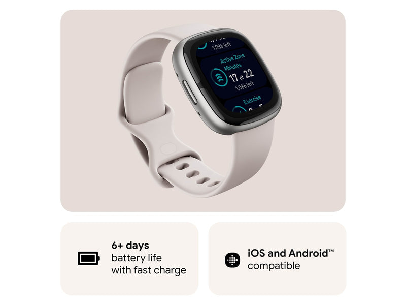 Fitbit Sense 2 Lunar White/Platinum