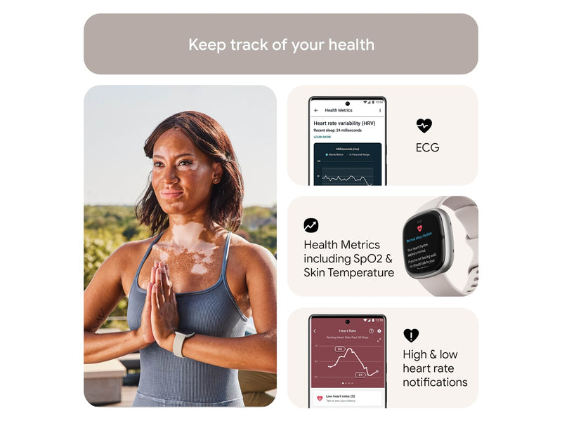 Fitbit Sense 2 Lunar White/Platinum