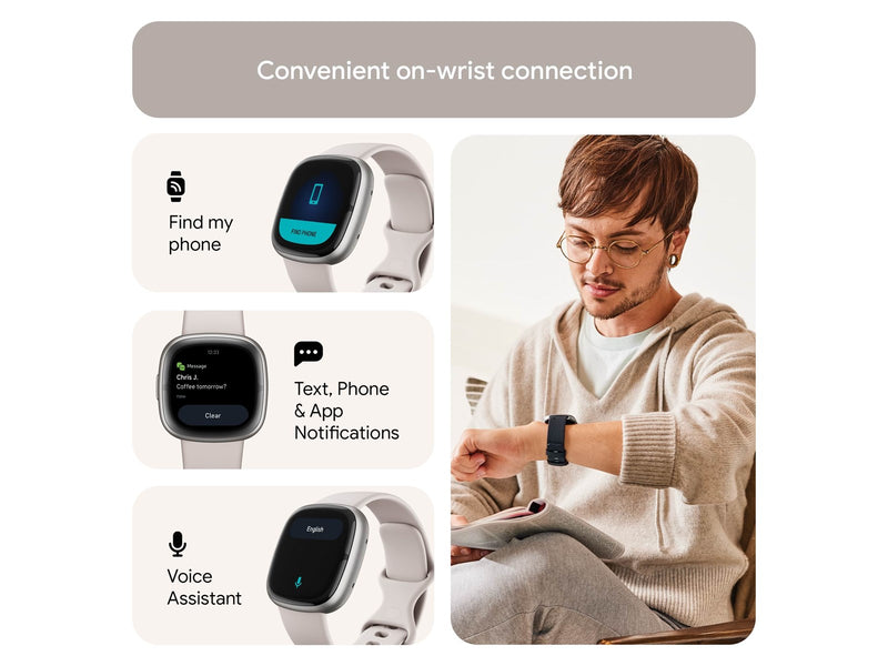 Fitbit Sense 2 Lunar White/Platinum