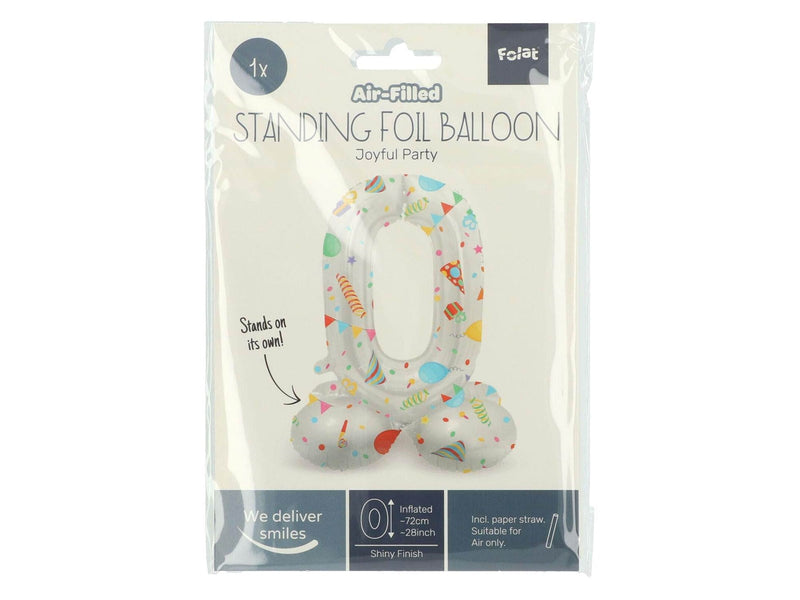 Folat BV - Standing Foil Balloon Joyful Party Number 0 -72cm