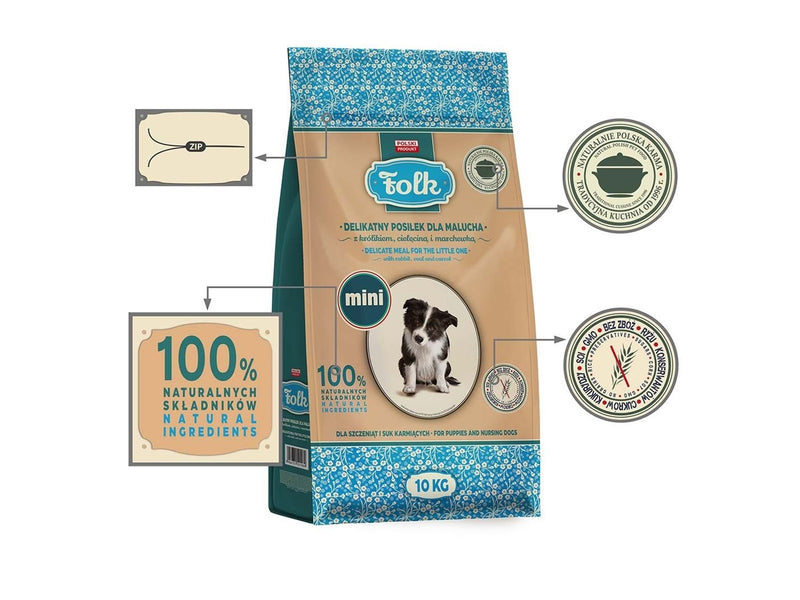 Folk Junior Small breeds Gentle meal for puppy with rabbit veal and carrot - dry dog food - 10kg