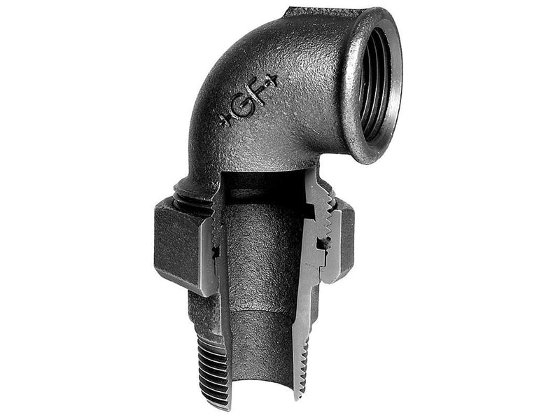 +GF+ angle union 90° black 2'' sleeve nipple
