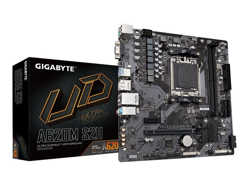 GIGABYTE A620M S2H Mainboard - AMD A620 - AMD AM5 - DDR5 RAM - Micro-ATX