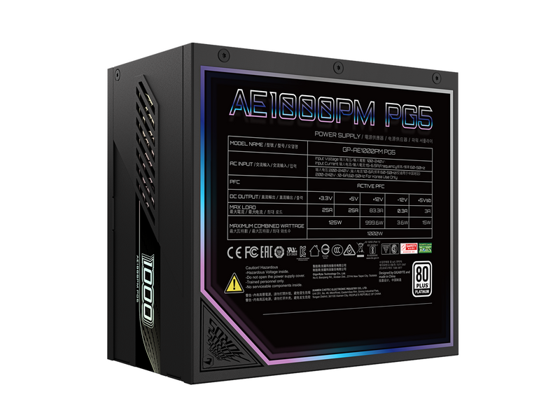 GIGABYTE AORUS ELITE P1000W Netzteile - 1000 Watt - 120 mm - ATX 3.0 - 80 Plus Platinium