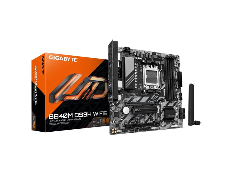 GIGABYTE B840M DS3H WIFI6 Mainboard - AMD B840 - AMD AM5 - DDR5 RAM - Micro-ATX