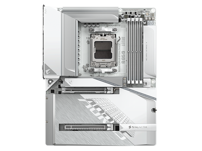 GIGABYTE B850 AORUS STEALTH ICE Mainboard - AMD B850 - AMD AM5 - DDR5 RAM - ATX