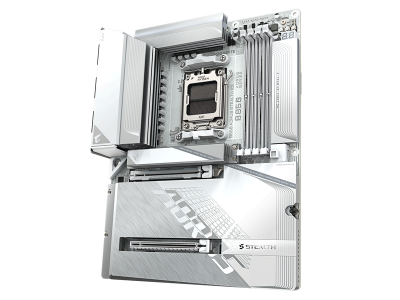 GIGABYTE B850 AORUS STEALTH ICE Mainboard - AMD B850 - AMD AM5 - DDR5 RAM - ATX
