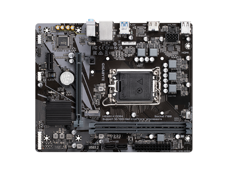 GIGABYTE H610M K DDR4 Mainboard - Intel H610 - Intel LGA1700 - DDR4 RAM - Micro-ATX
