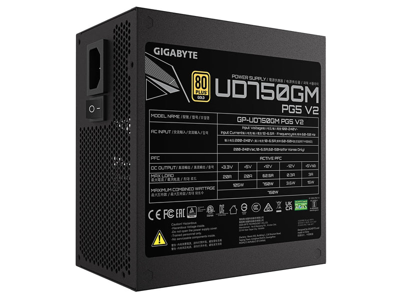 GIGABYTE UD750GM PG5 V2 Netzteile - 750 Watt - 120 mm - ATX 3.1 - 80 Plus Gold zertifiziert