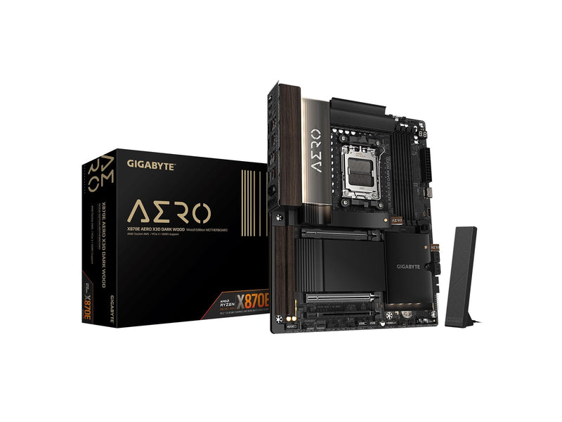 GIGABYTE X870E AERO X3D DARK WOOD Mainboard - AMD X870E - AMD AM5 - DDR5 RAM - ATX