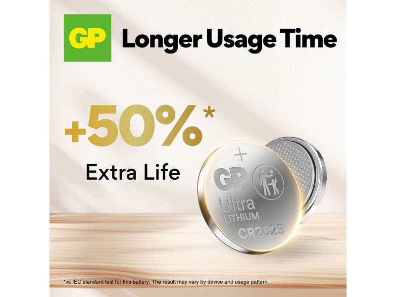 GP Ultra Lithium coin cell CR2025, 4-pack