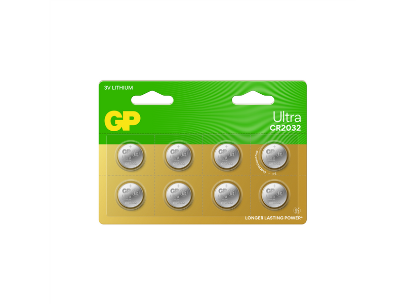 GP Ultra Lithium coin cell CR2032, 8-pack