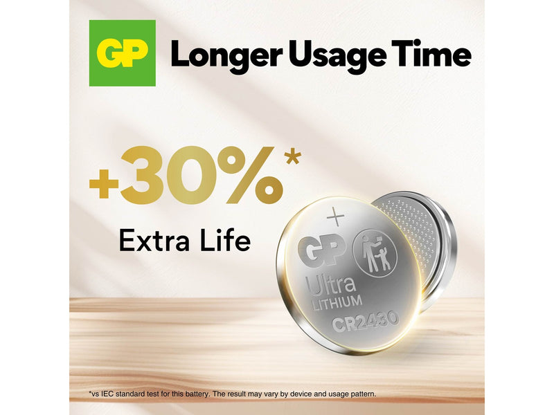GP Ultra Lithium coin cell CR2430, 4-pack