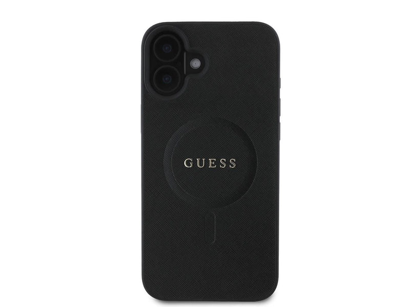 GUESS Saffiano Classic Logo MagSafe case for iPhone 16 - black