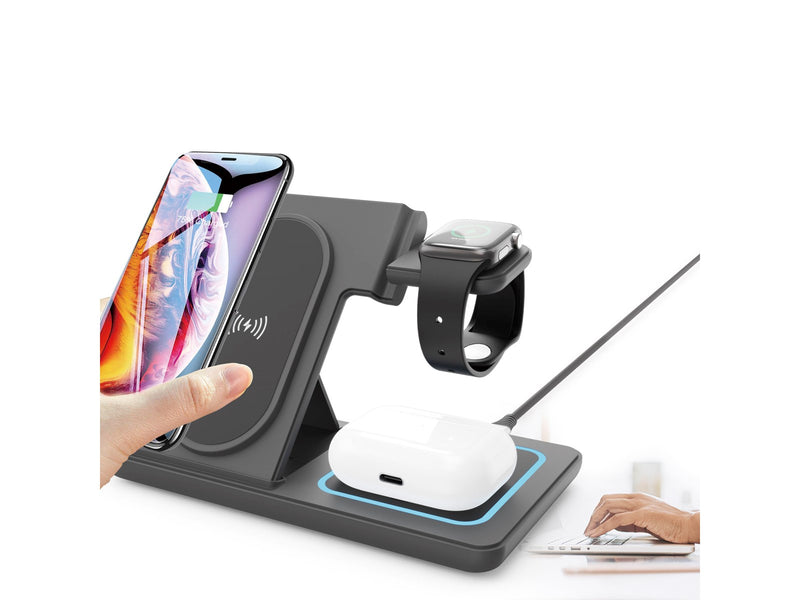 Gembird 3-in-1 foldable wireless charger stand 15 W - Apple watch