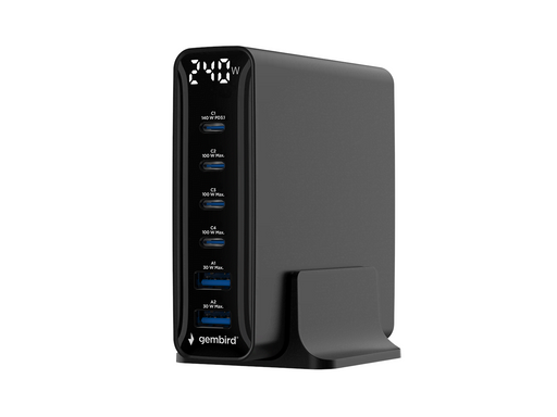 Gembird 6-port 240 W GaN USB fast charger black