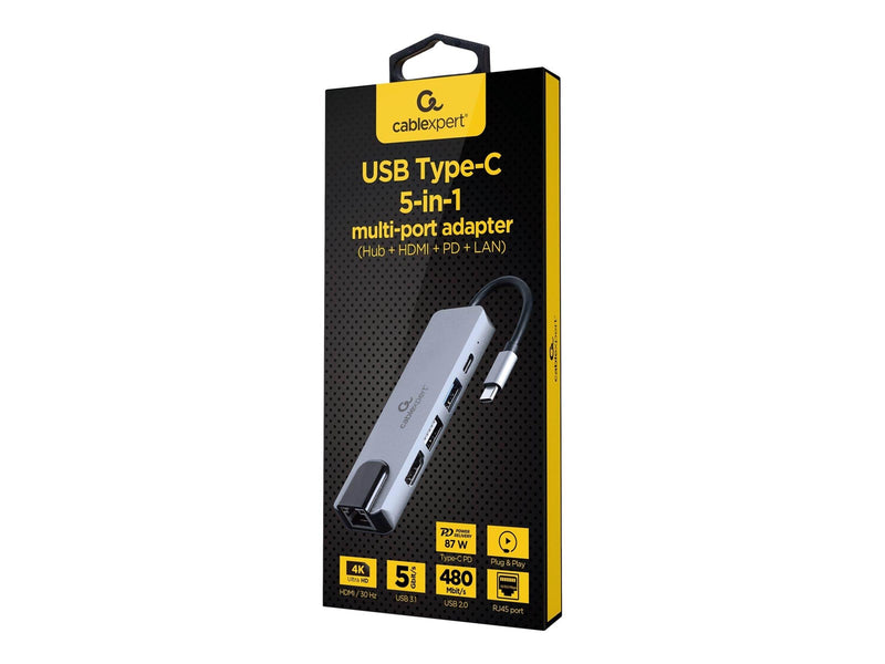 Gembird Cablexpert A-CM-COMBO5-04 - docking station - USB-C 3.1 - HDMI - GigE