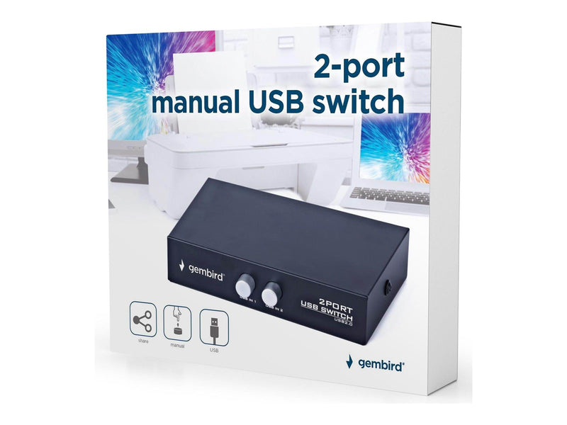 Gembird DSU-21 - USB peripheral sharing switch - 2 ports USB-Hubs - 2