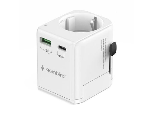 Gembird Grounded universal travel power adapter - 20W