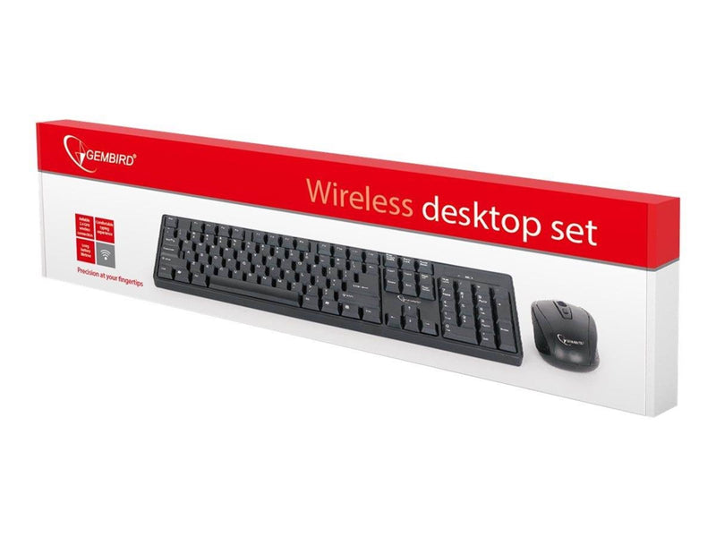 Gembird KBS-W-01 - keyboard and mouse set - US - black - Tastatur & Maus Set - Englisch (US) - Schwarz