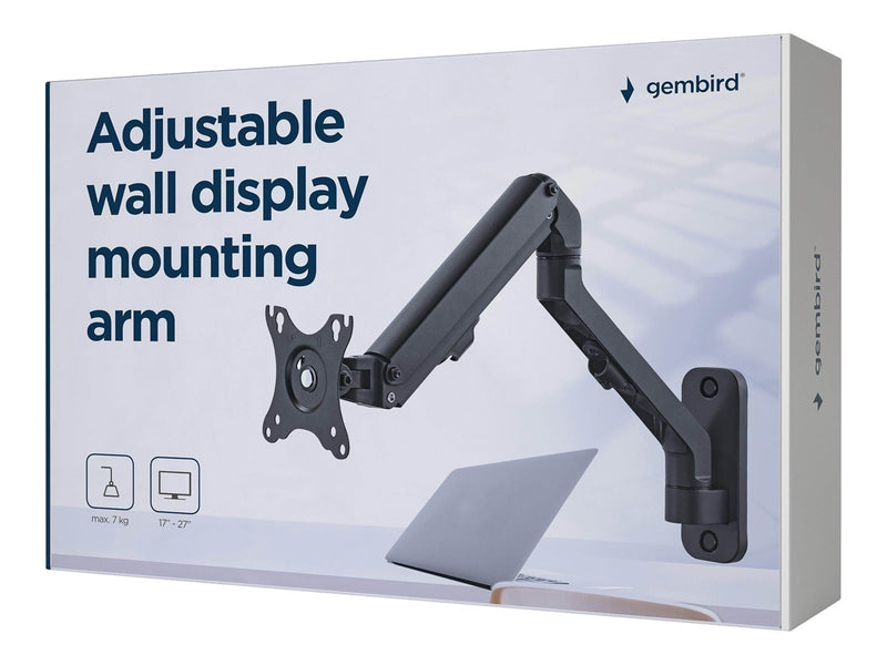 Gembird MA-WA1-02 mounting kit - adjustable arm - for flat panel - up to 7 kg - fine texture black