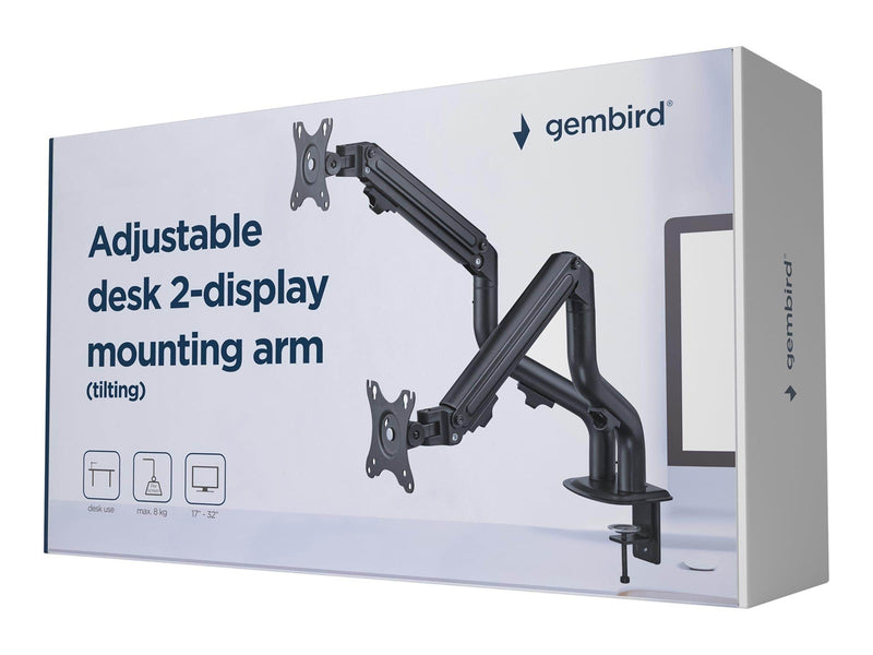 Gembird Monitor Arm - Adjustable Tilting arm 2-display 17"-32"