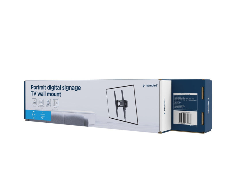 Gembird Portrait digital signage TV Wall Mount (tilt) 37" - 75'' - Max 60 kg - recommended for 65"