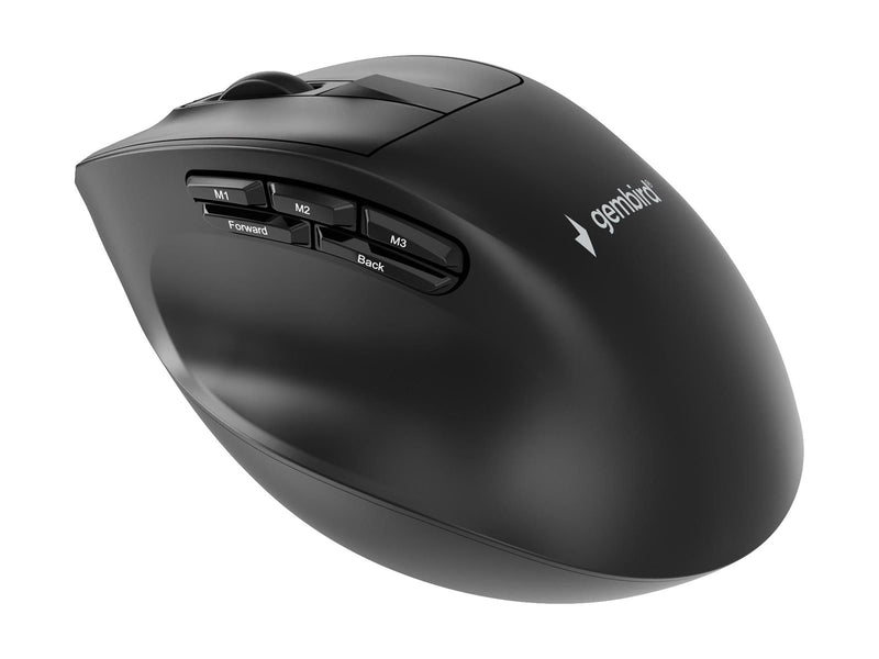 Gembird Triple-mode 9-button wireless ergonomic mouse - Ergonomische Maus (Schwarz)