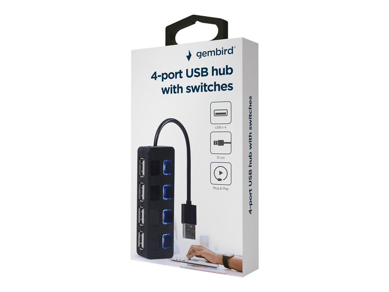 Gembird UHB-U2P4-05 - hub - 4 ports USB-Hubs - 4 - Schwarz
