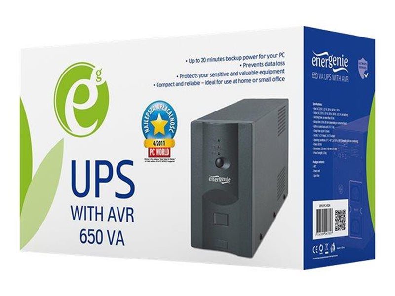 Gembird UPS-PC-652A UPS AVR 650VA / 390W Outputs: 2x C13