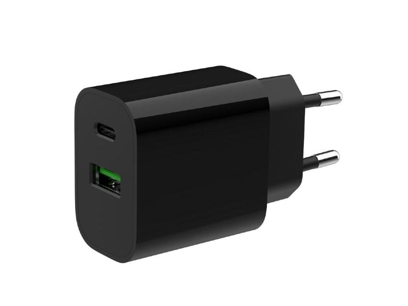 Gembird Universal GaN USB charger QC 3.0 & PD 20W 2-port - Black